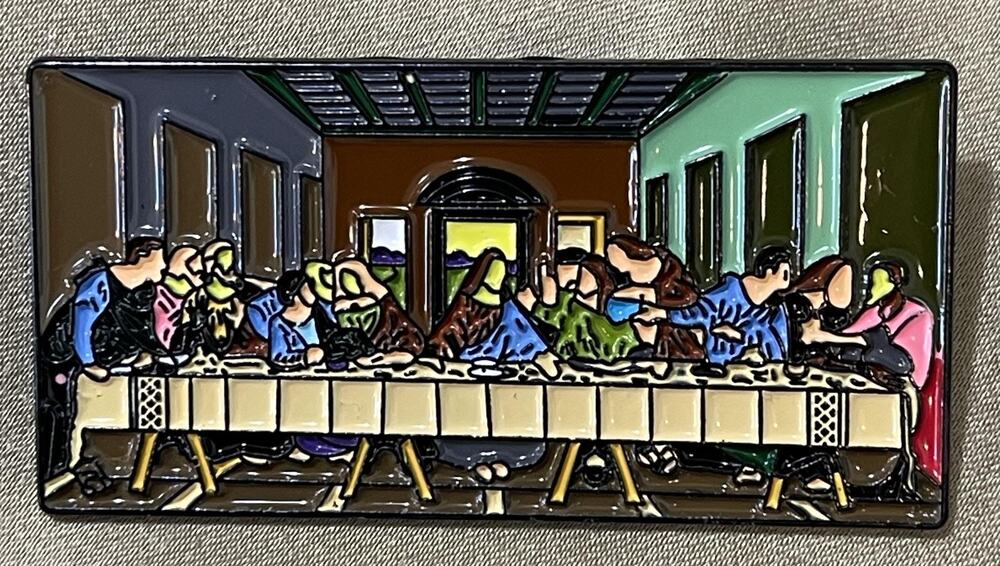 NWOT Last Supper Brooch Lapel Pin Enamel Religious Jesus 12 Apostles Da Vinci